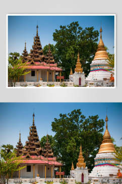 金塔古寺灯光省泰王国布伦风格的建筑图片