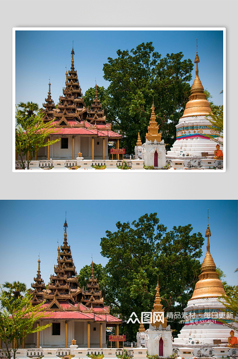 金塔古寺灯光省泰王国布伦风格的建筑图片素材