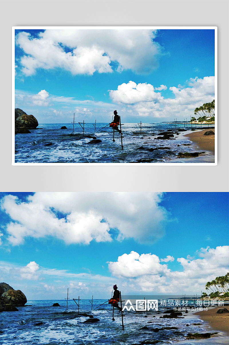 斯里兰卡高跷渔夫图片素材