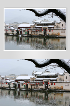 宏村冬天景色摄影图片