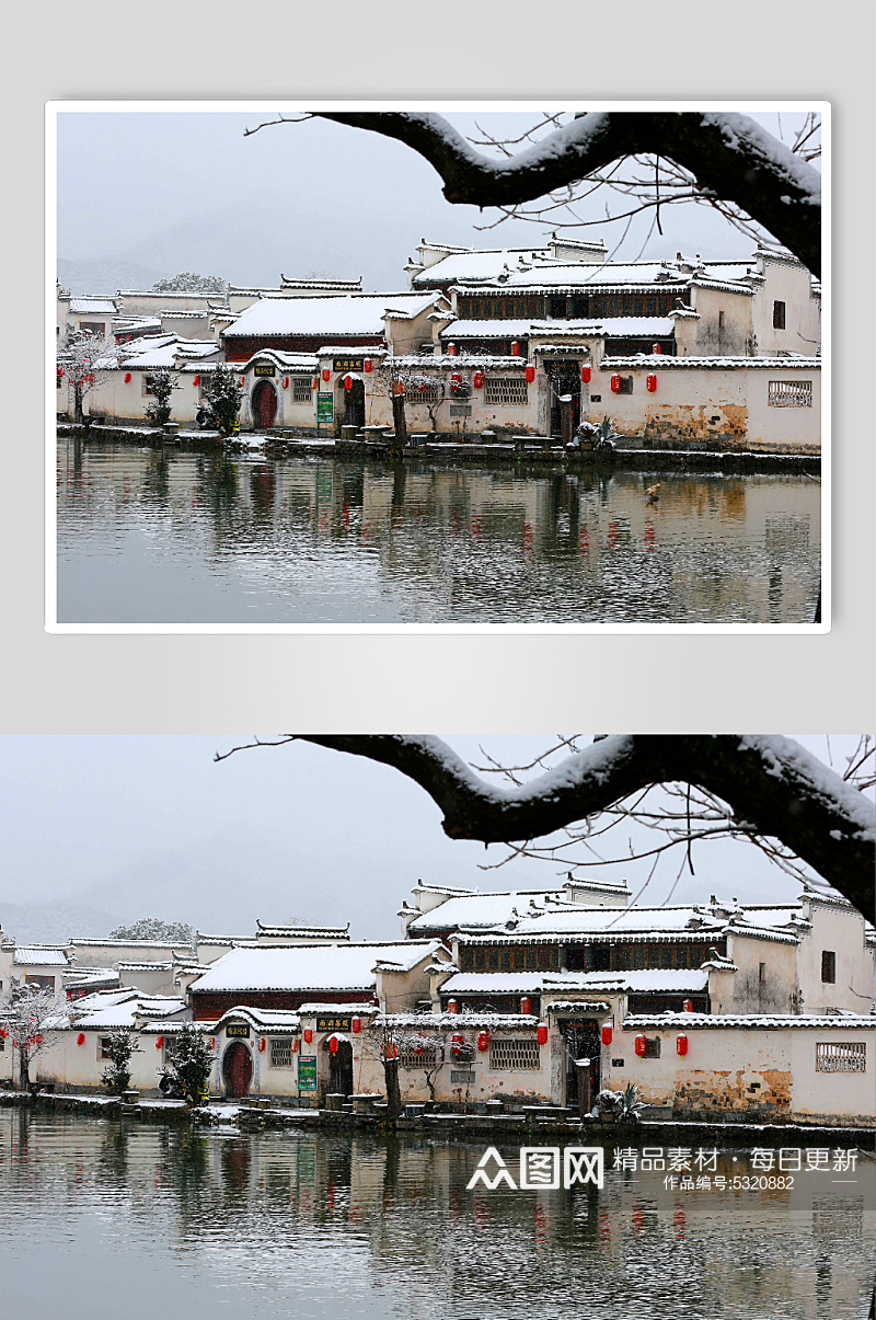 宏村冬天景色摄影图片素材