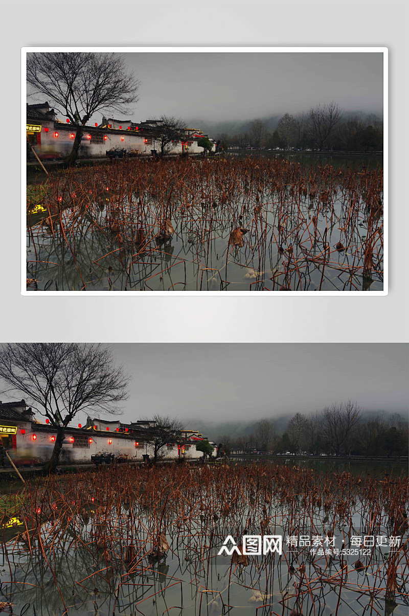 宏村烟雨映西湖摄影图片素材