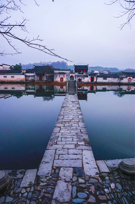 水墨徽州宏村桥徽州建筑摄影图片