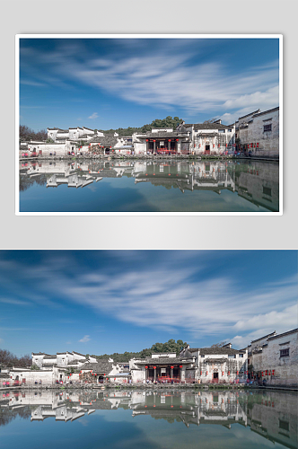 中国最美古村安徽宏村月湖摄影图片