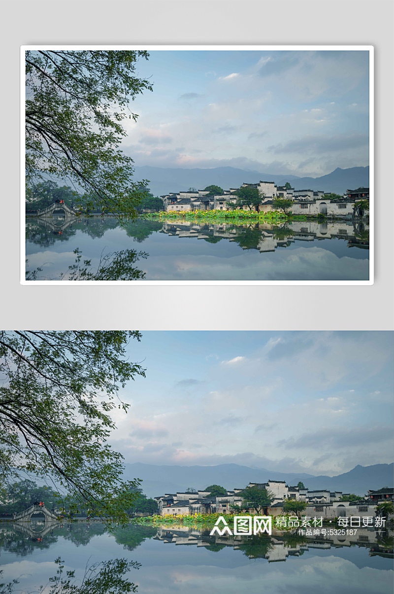 中国最美古村安徽宏村自然风光摄影图片素材