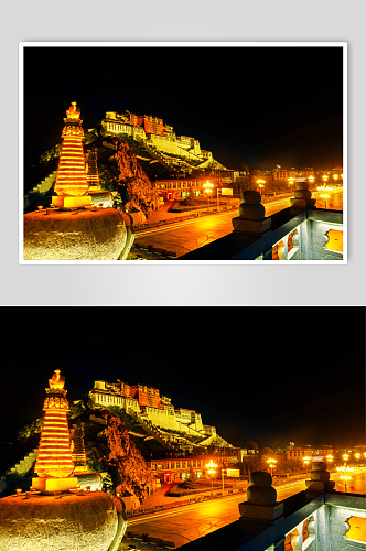 布达拉宫夜景摄影图片