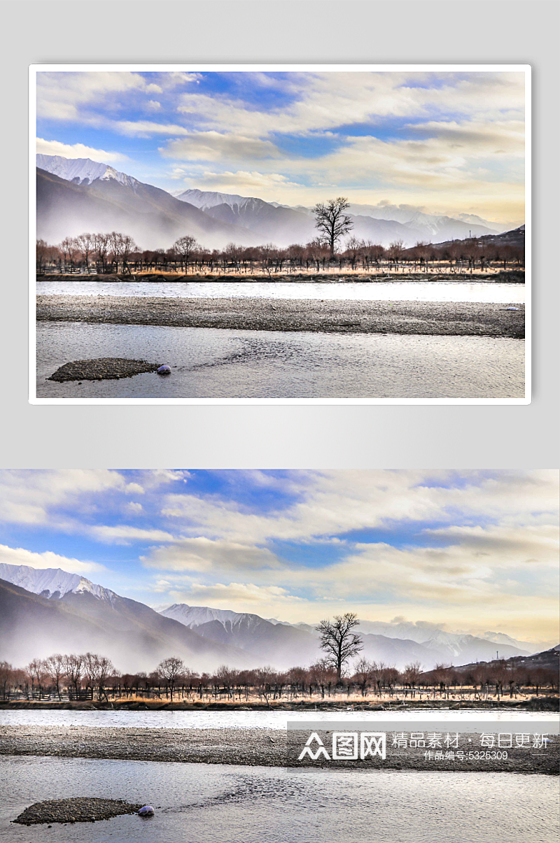 冬天的西藏林芝尼洋河风光摄影图片素材