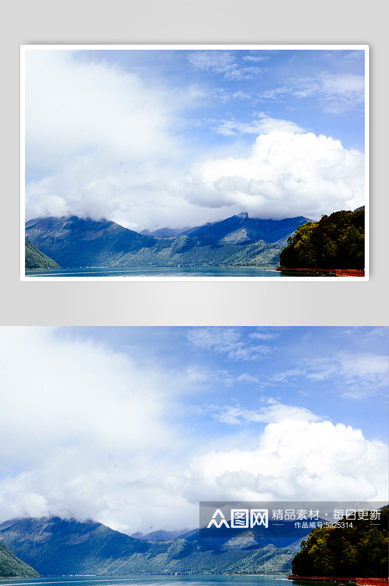 风景摄影蓝天白云高山相接摄影图片素材