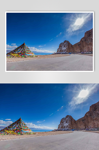 西藏纳木错道路摄影图片
