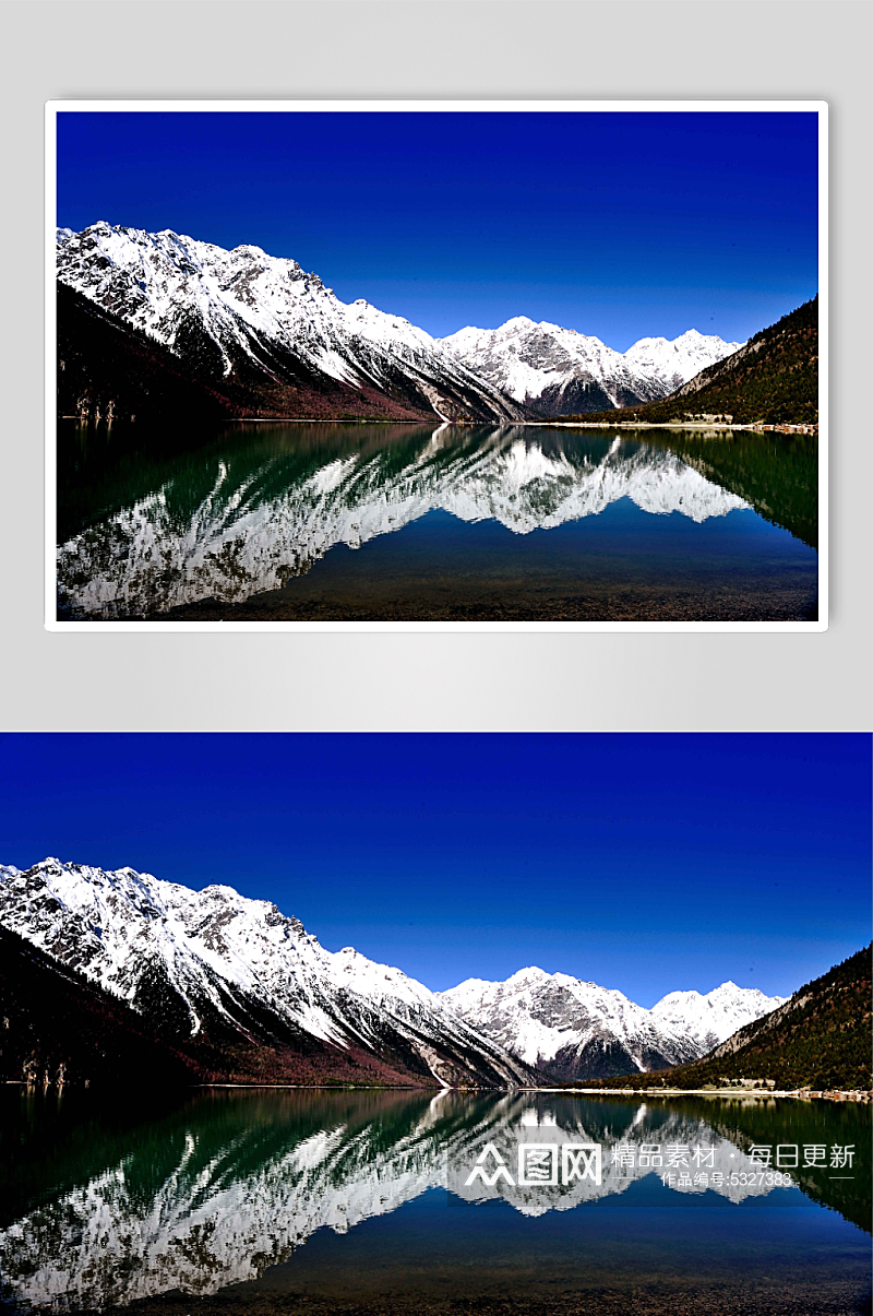 西藏然乌湖雪山倒影摄影图片素材