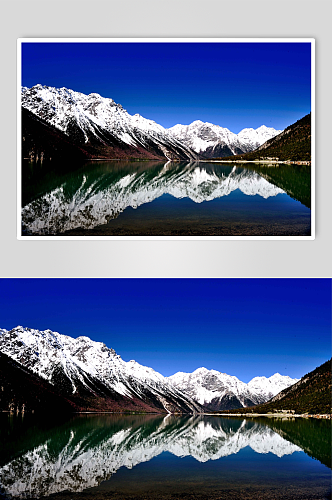 西藏然乌湖雪山倒影摄影图片