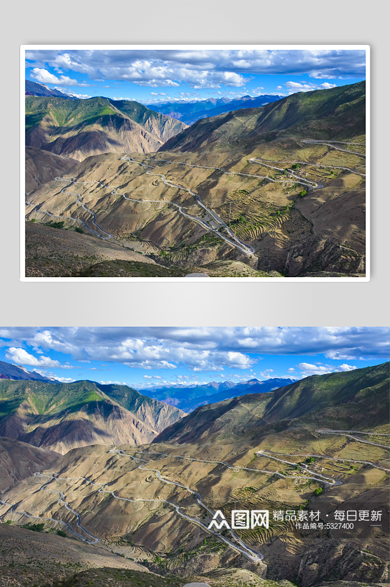 西藏沿途风光山路曲折蜿蜒摄影图片素材