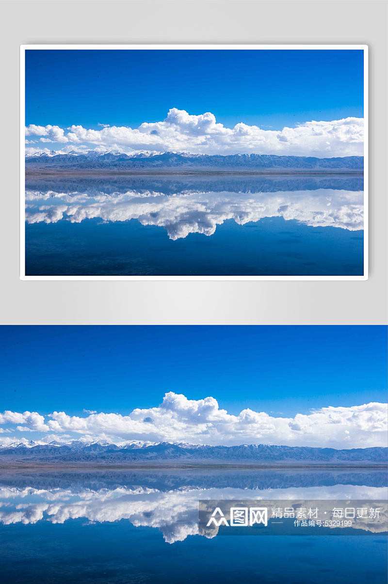 完美倒影下的茶卡盐湖实拍摄影图片素材