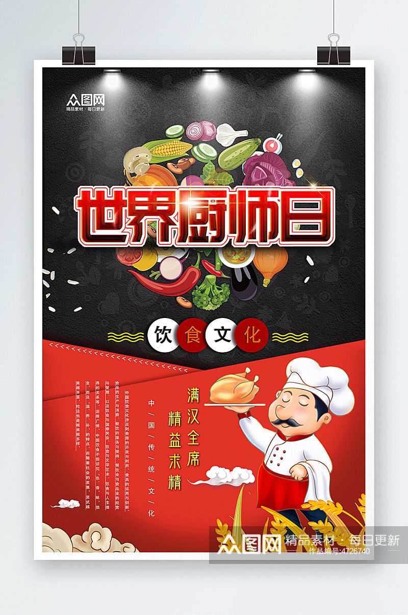 卡通厨师世界厨师日海报素材