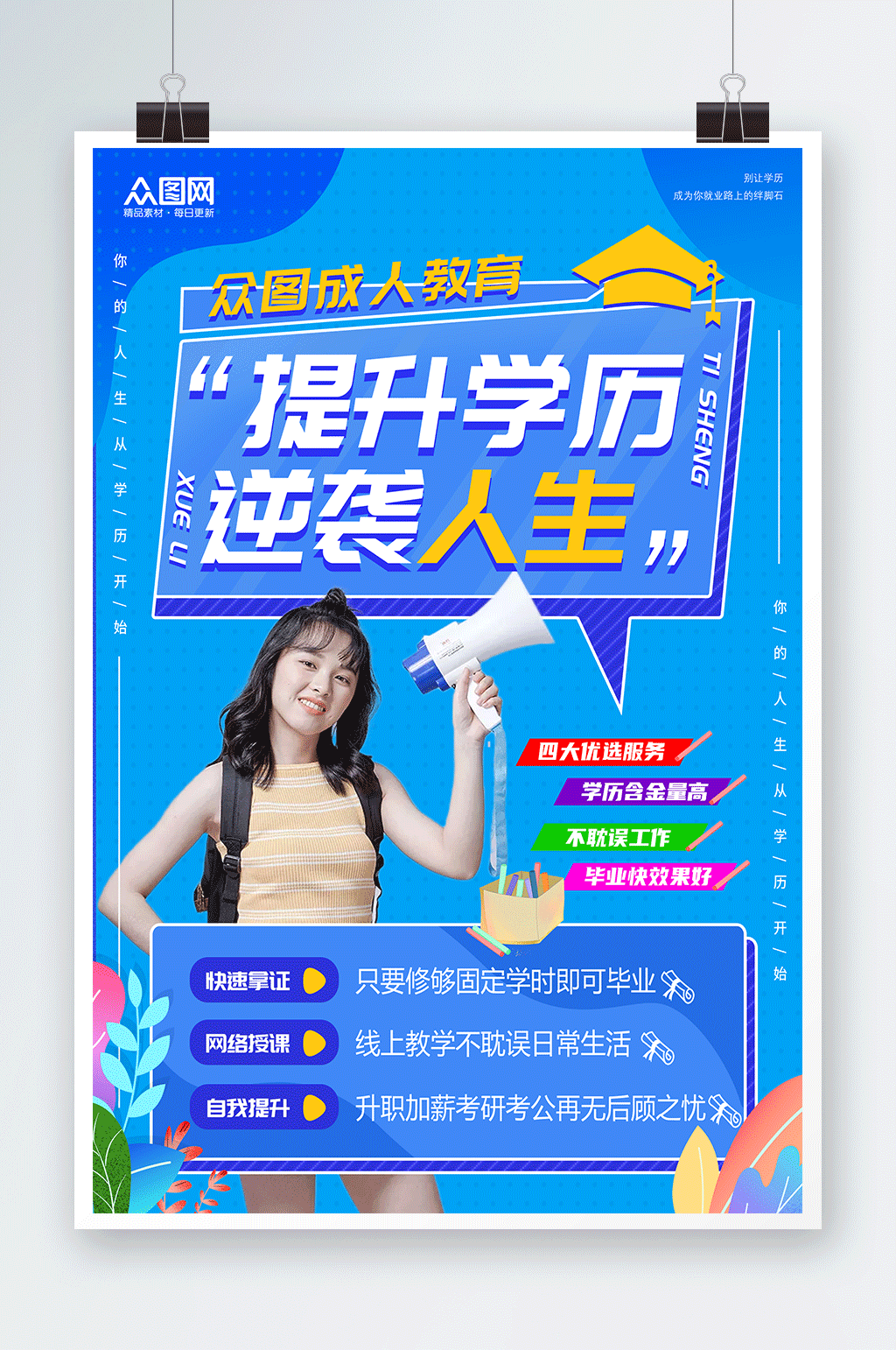 提升学历专升本培训海报素材