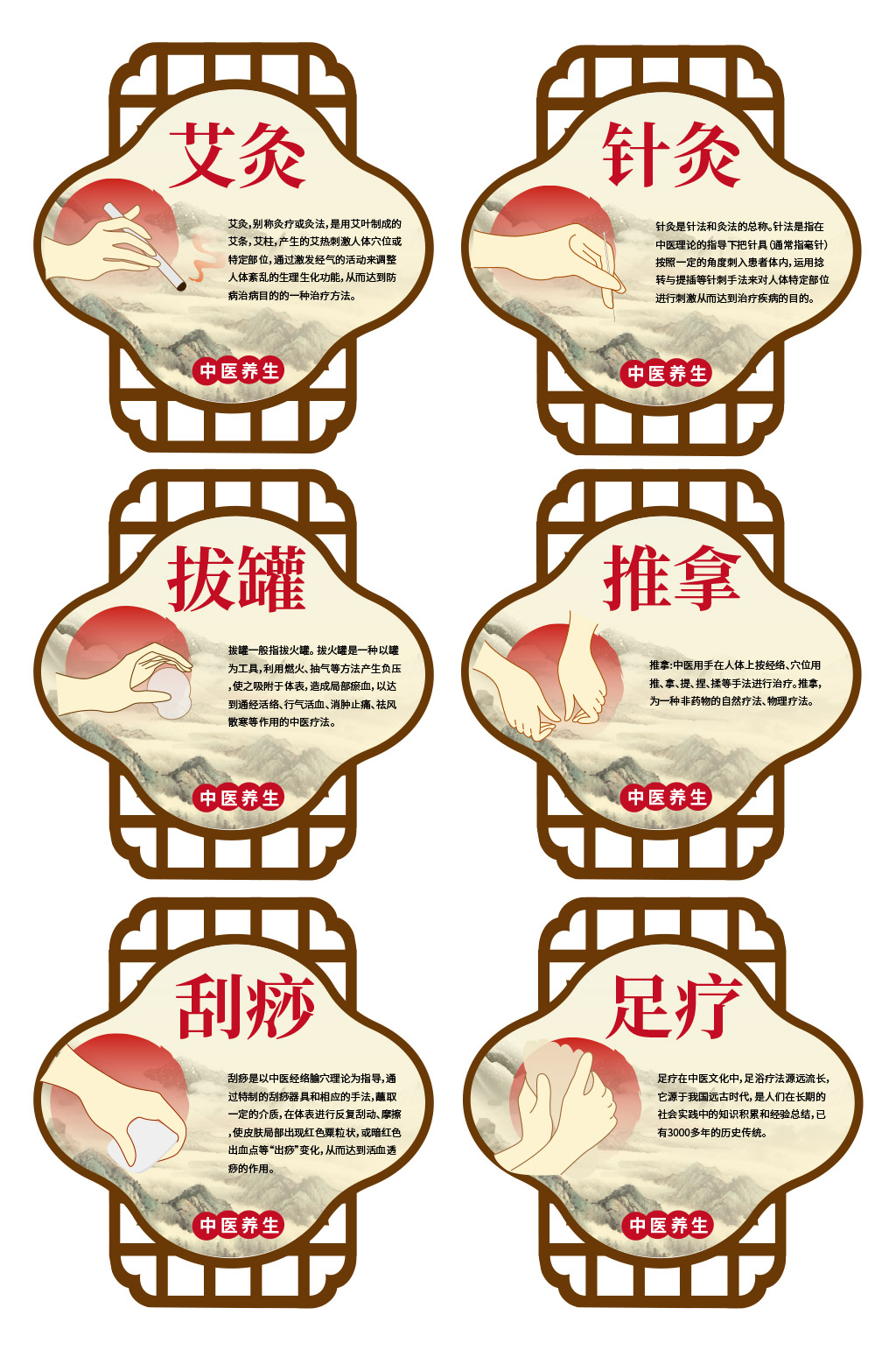 简约大气中医养生理疗矢量异形展板素材