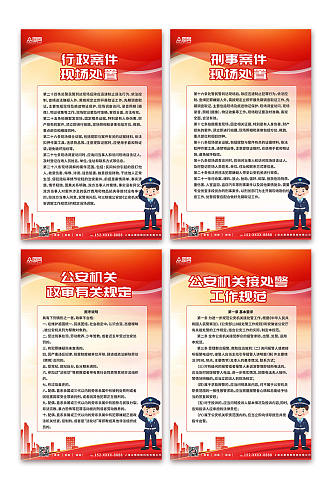 红色大气警务公安制度牌系列海报