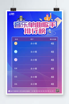 简约大气音乐互联网H5活动排行榜海报