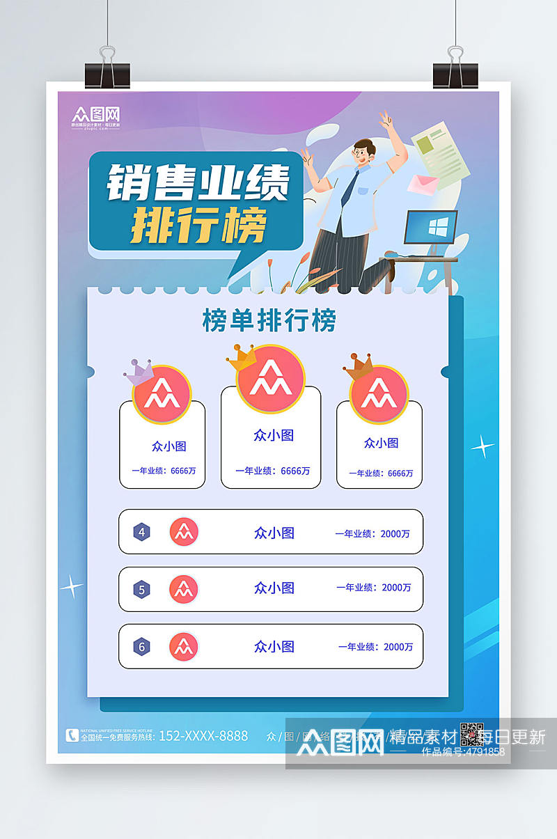 销售业绩互联网H5活动排行榜海报素材