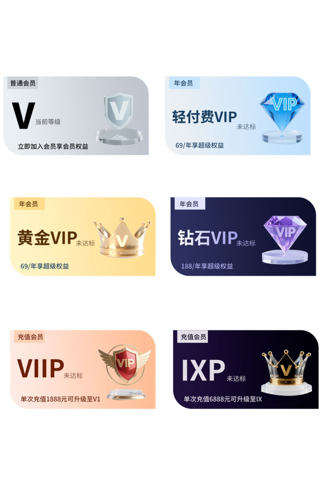 简约大气会员VIP会员卡等级系列电商UI素材