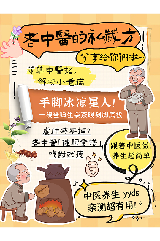 简约创意中医养生小红书封面海报