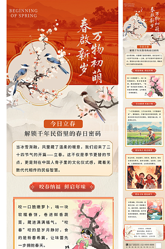 大气立春节气活动习俗长图推文海报