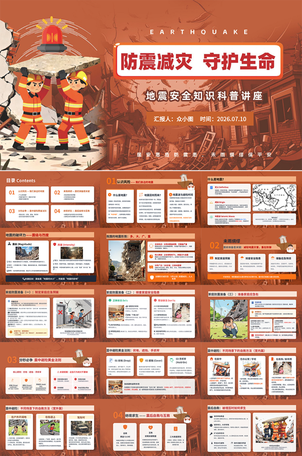 知识科普防震减灾预防地震安全PPT素材