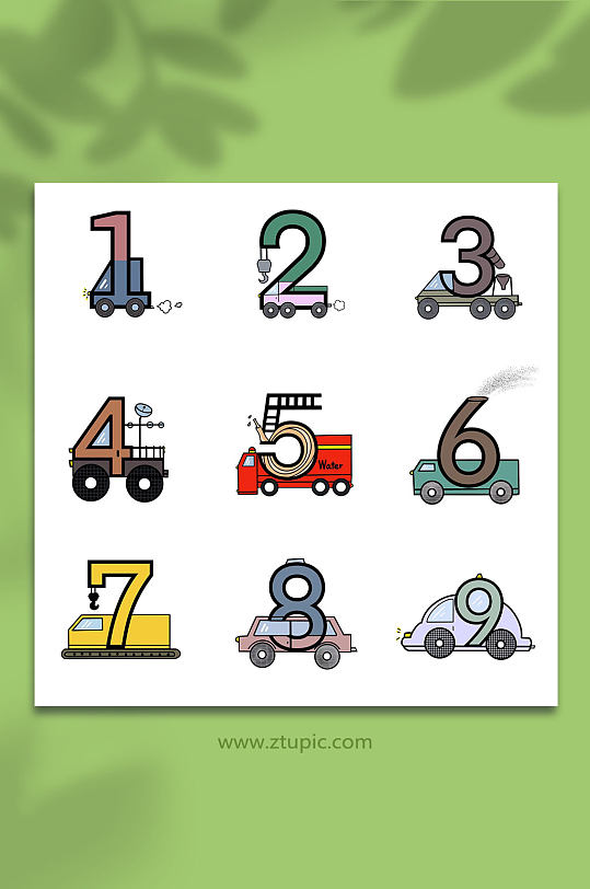 汽车工业卡通数字矢量插画元素