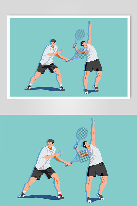 男子活力网球网球运动人物插画