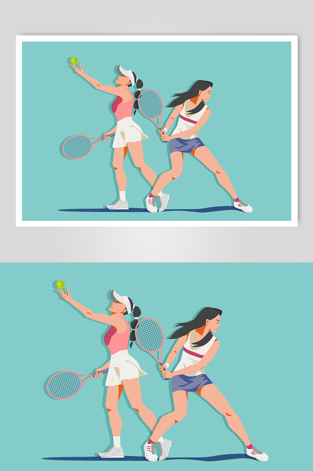 女子活力网球网球运动人物插画素材