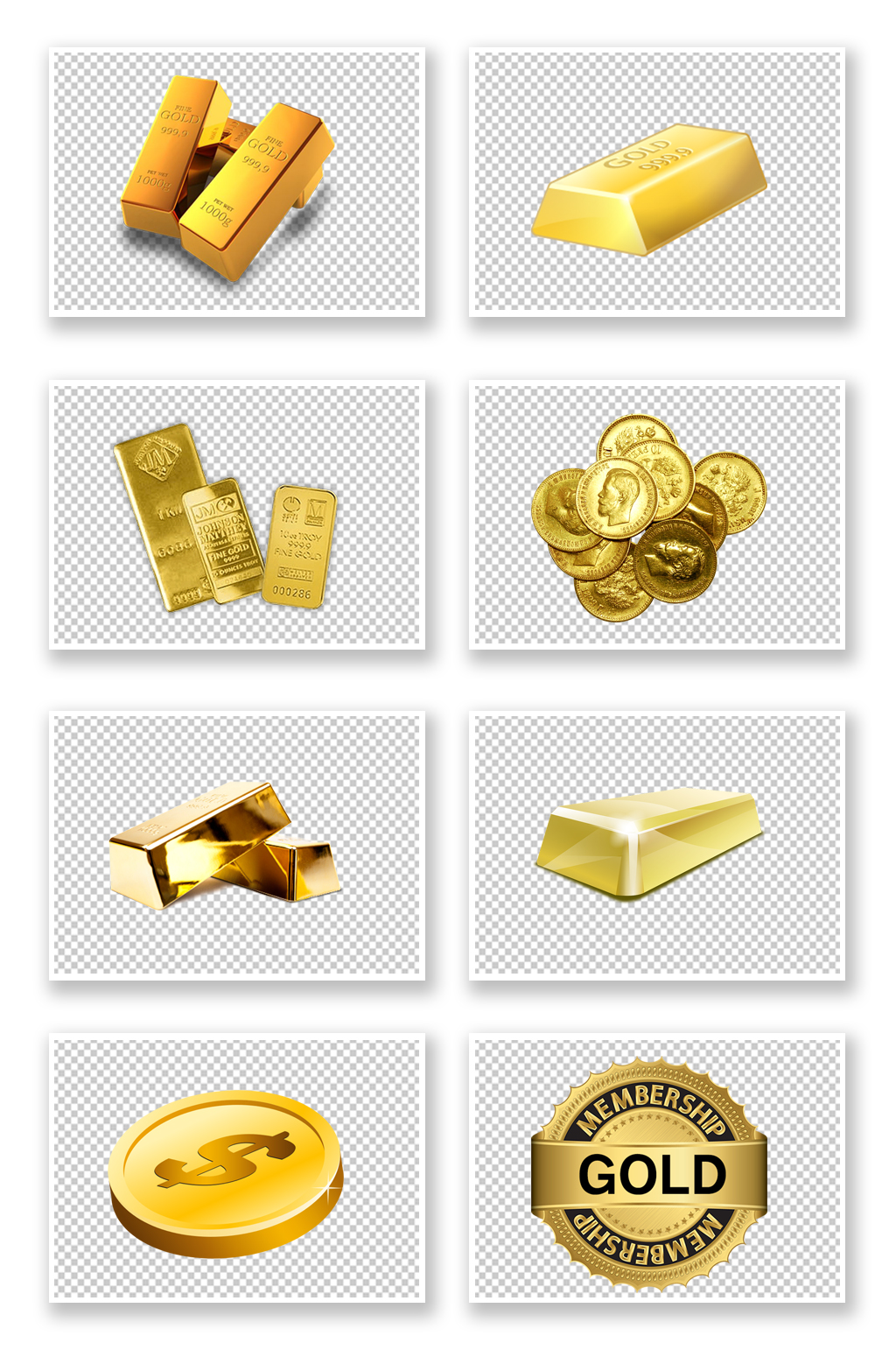 手绘黄金金砖免抠素材素材