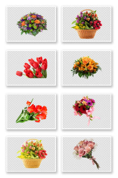 彩色花朵鲜花花束素材