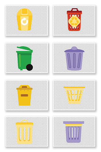 绿色元素四分类环保分类垃圾桶设计图