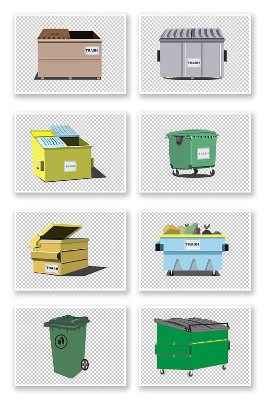 四分类分类卡通垃圾桶元素设计图