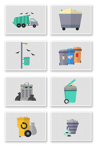 卡通垃圾分类垃圾桶元素四分类分类垃圾桶设计图
