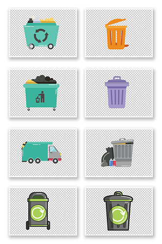 环保元素四分类分类垃圾桶设计图