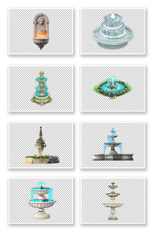 多种水钵水景水池元素-众图网