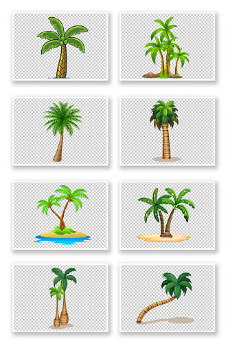 手绘棕榈树椰子树元素