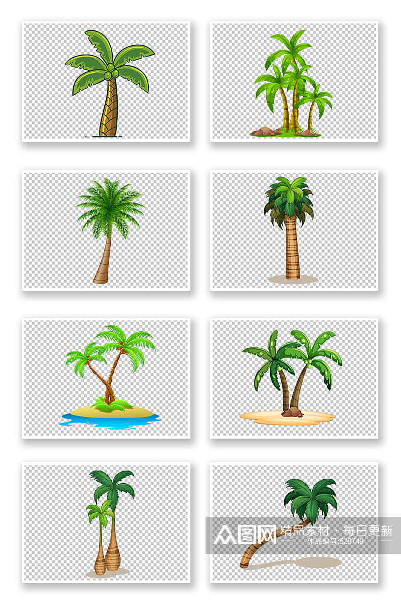 手绘棕榈树椰子树元素素材