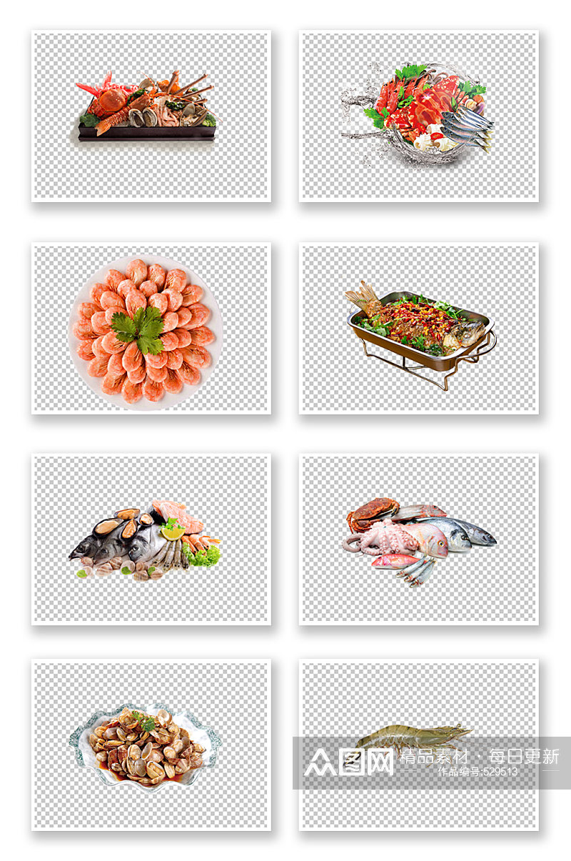 美食海鱼大虾海鲜素材素材