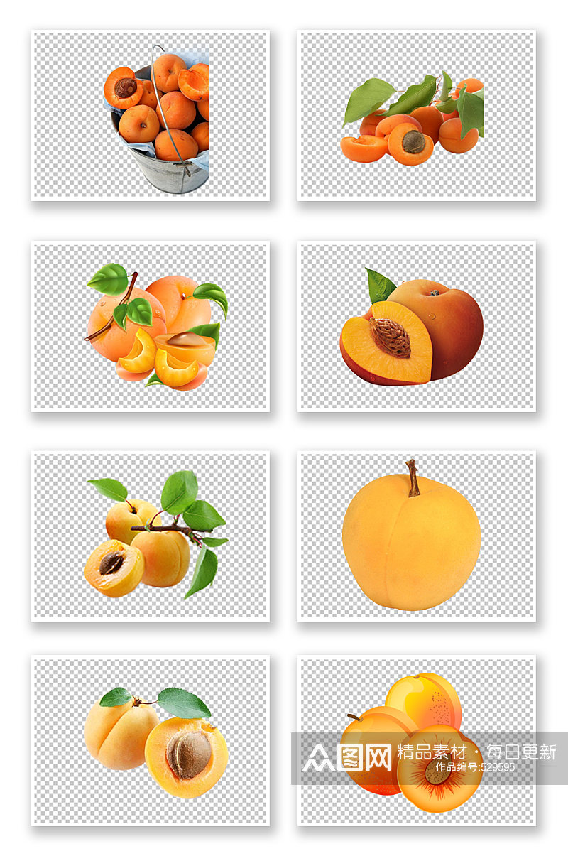 新鲜黄杏杏子水果元素素材