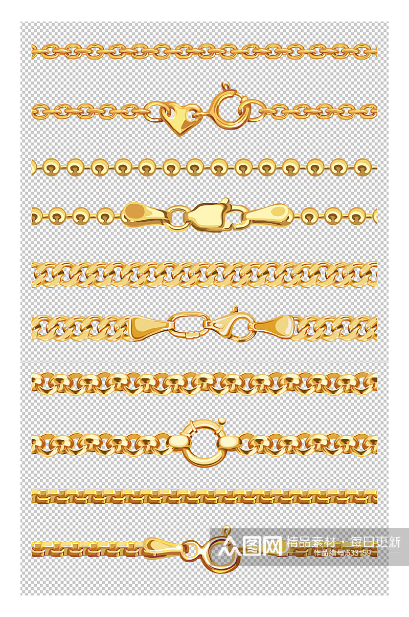 手绘金链子金项链黄金首饰图片素材素材