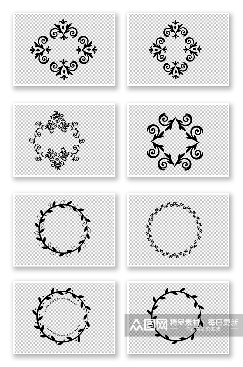 欧式方形花纹边框装饰图案素材