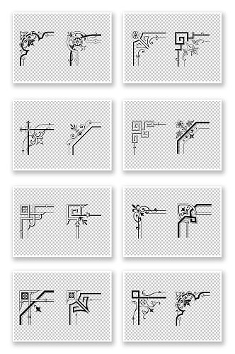 矢量花边欧式边角装饰花纹