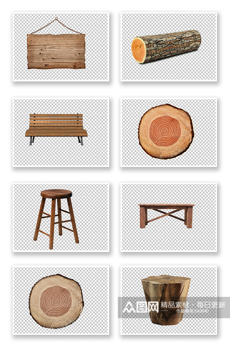 木头牌子椅子家具元素素材