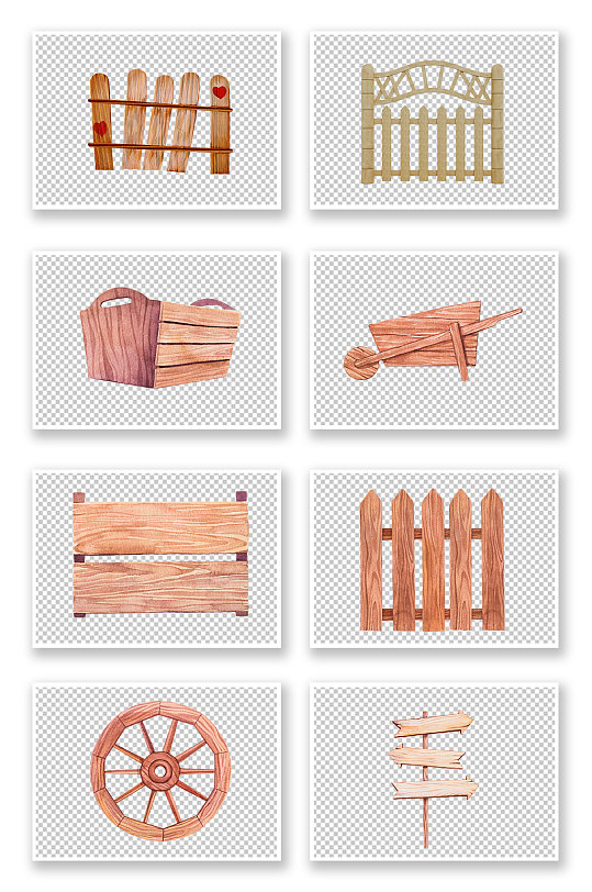 卡通手绘篱笆木质栏杆素材