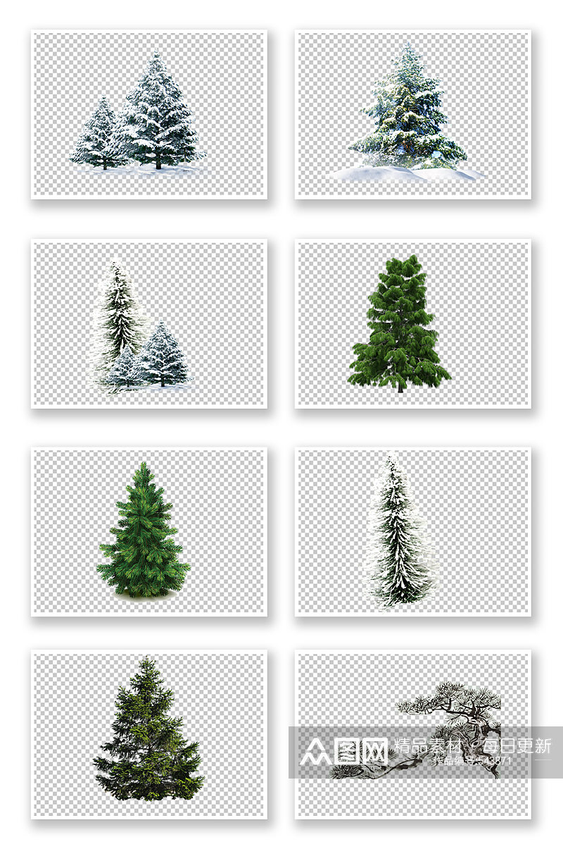 绿色圣诞节松树元素素材