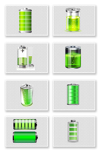 绿色卡通电池电源素材