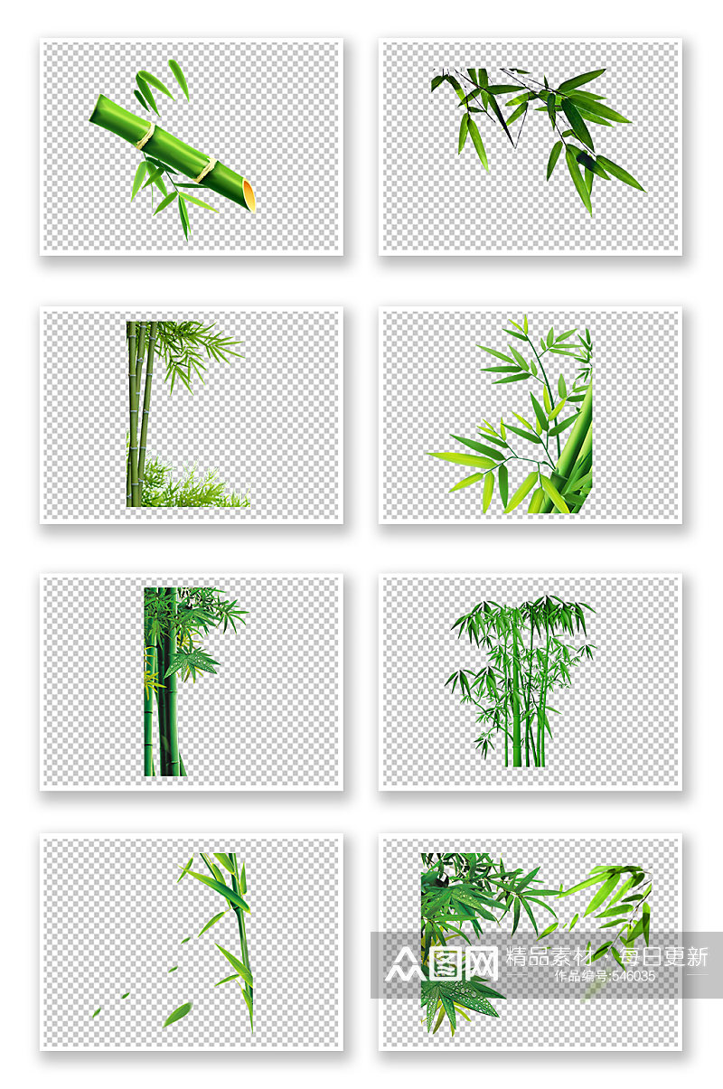 清新风绿色竹子元素素材
