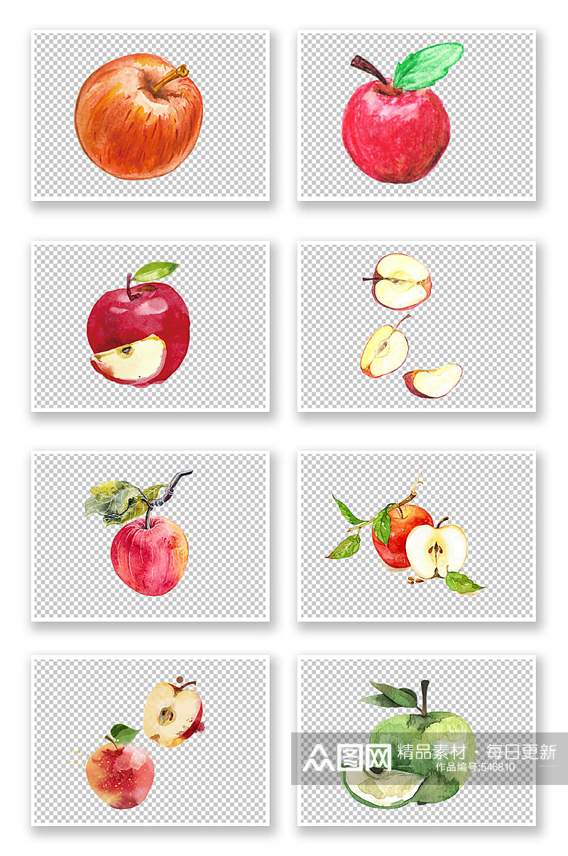 卡通红苹果水果免抠元素素材